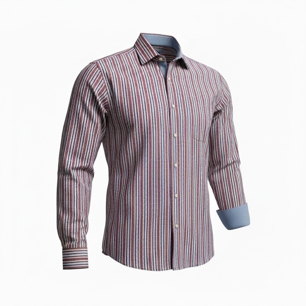 Johnston & Murphy‎ Pink Blue Stripe Mens LG Dress Shirt Tailored Fit Flip Cuff